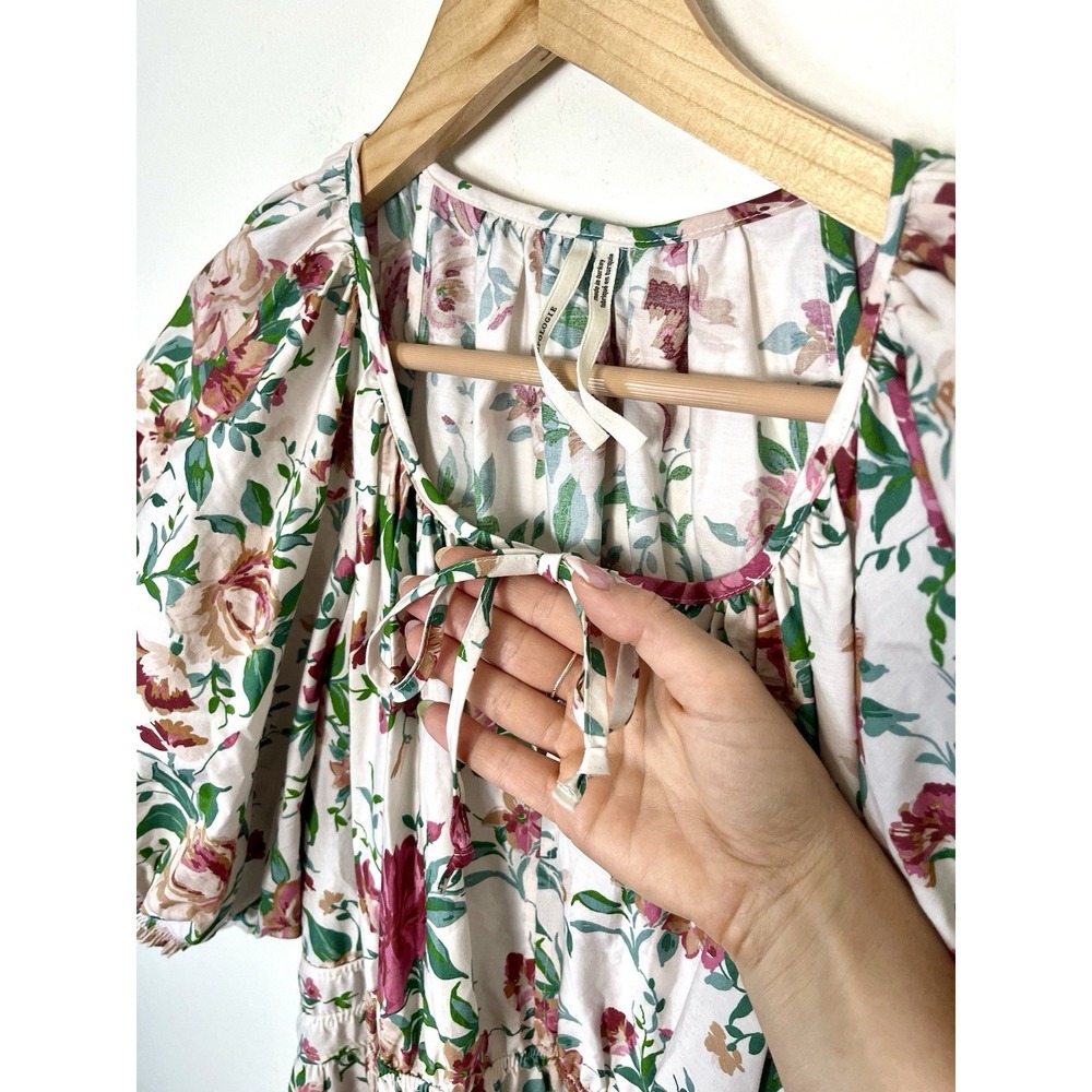 ANTHROPOLOGIE Somerset Puff Sleeve Floral Maxi Dress Cottage Natural XL - Picture 5 of 16